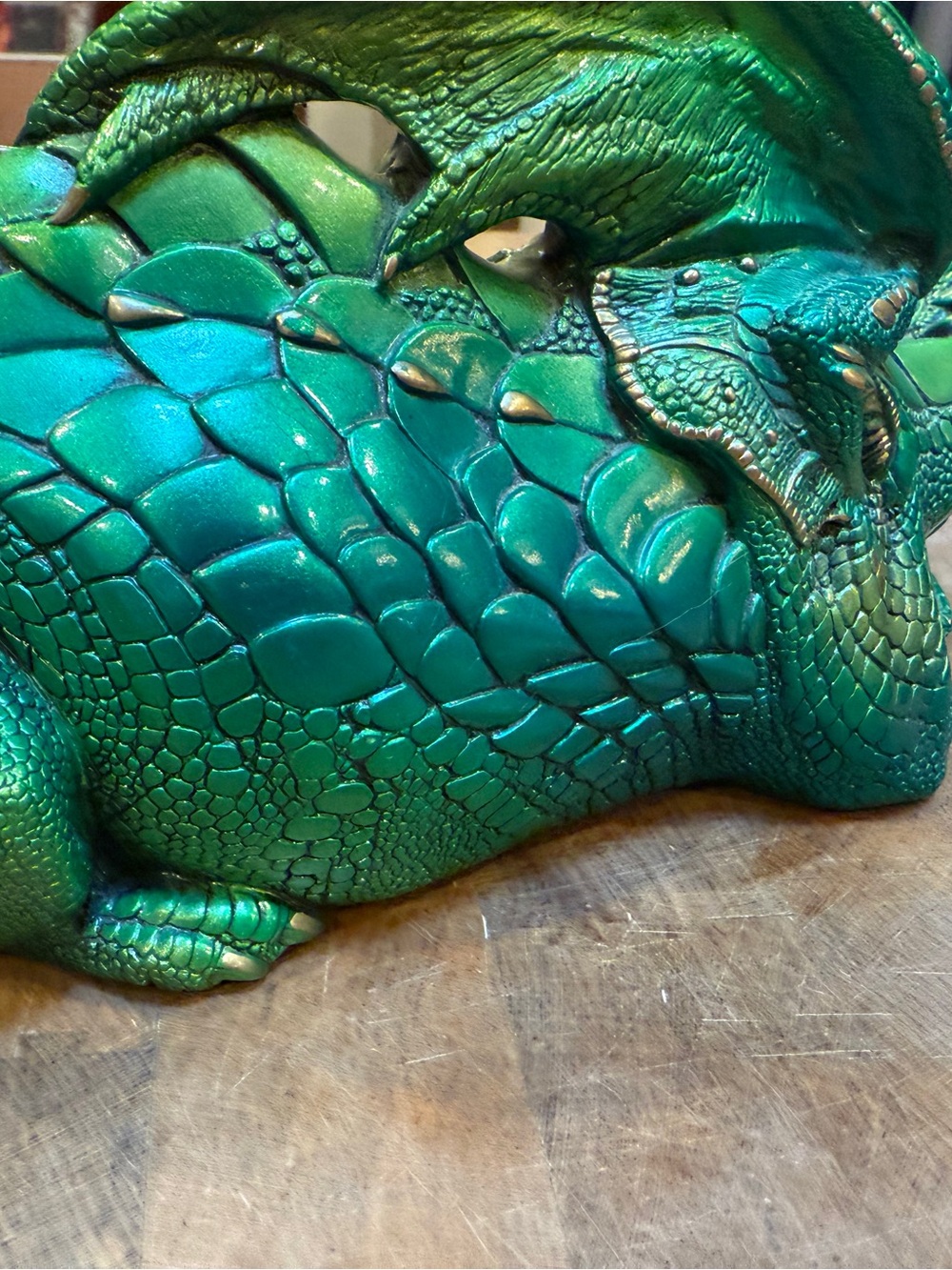 Green Windstone Editions Resting Mother Dragon Sculpture Figurine Peña 1985 - Picture 4 of 14